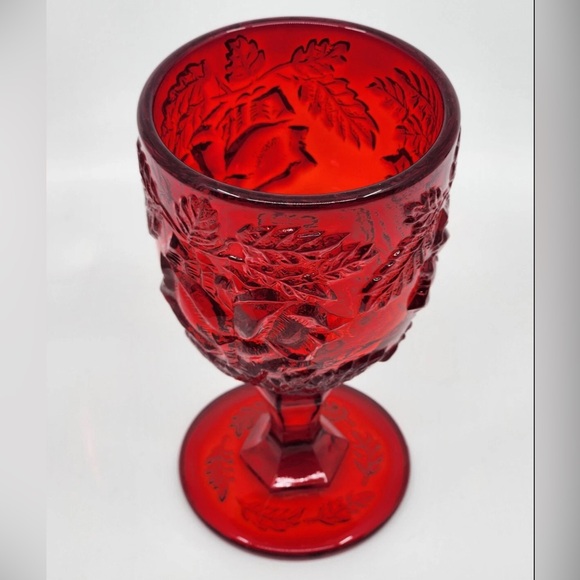Vintage Fenton Ruby Red Madonna Inn Wild Rose Glass. - Picture 2 of 5